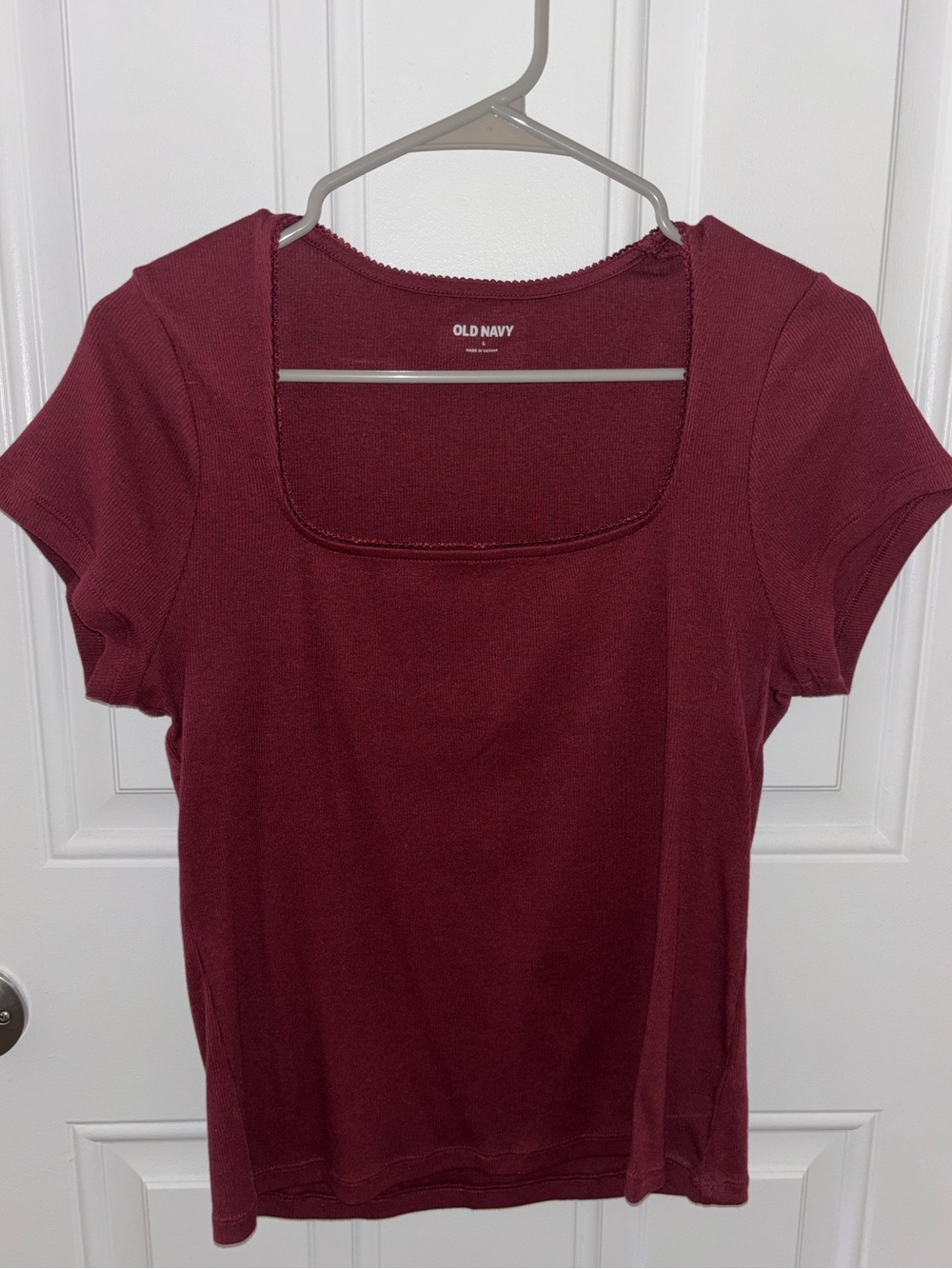 Old Navy Women's Square Neck Short Sleeve Top - Wine